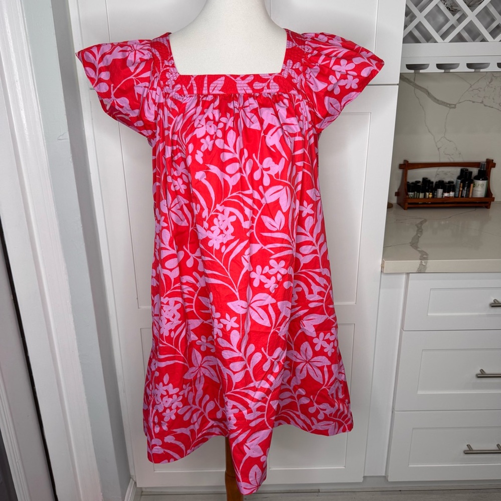 Voyageur by Mersea Women’s Capri Floral Dress Square Neck Flutter Sleeve Size L - Picture 2 of 8